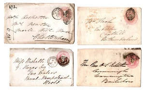 c1850 -1870 QV 1d Pink Postal Stationery Southport Cheltenham CDS Postal History - Picture 1 of 6