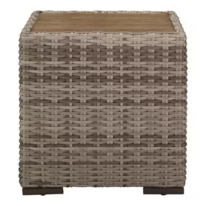 Kingsbrook Aluminum Wicker Outdoor Woven Side Table Pool Garden Patio - Picture 1 of 11