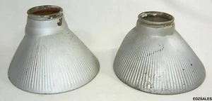 Antique Pittsburgh Permaflector Silv-A-King Glass Ribbed Light Fixture Shades - Picture 1 of 11
