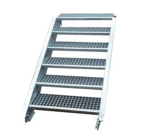 Stahltreppe Treppe 6 Stufen-Stufenbreite 90cm / Geschosshöhe 90-120cm verzinkt - Bild 1 von 5