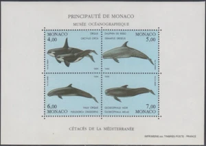 MÓNACO Sc # 1898a-d CPL MNH HOJA DE RECUERDO MAMÍFEROS MARINOS - Imagen 1 de 1