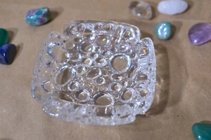 Libbey Pebble Clear 4" Square Ashtray, Bubble Texture Art Glass Vintage 1970s - Picture 1 of 15