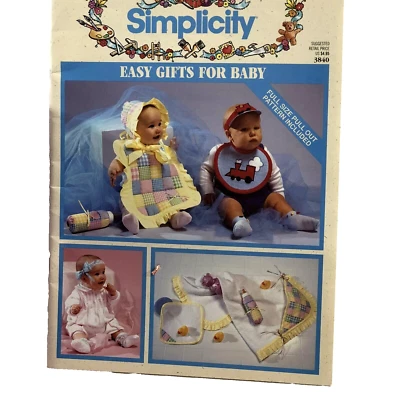 Vintage Simplicity Booklet #3840 Easy Gifts for baby Full size Patterns Included - Image 1 of 4