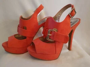 Charlette Russe Stilettos Women's ORANGE Stiletto Heels Sz 6 Slingback Shoes - Picture 1 of 4