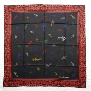 POMPOOS COUTURE Black Silk Scarf Scarves 34" X 34" P197 - Picture 1 of 10