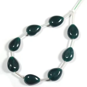 3x11MM AAA++ Emerald Green Jade Smooth Pear Gemstone 4" Loose Beads For Jewelry - Picture 1 of 4