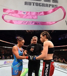 Carla Esparza Signed UFC 185 Fight Worn Used Hair Pink Ribbon PSA/DNA v Joanna J - Picture 1 of 24