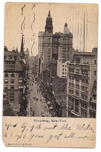 BROADWAY Black & White Street Scene New York City Postcard NY UDB UB 1904 - Picture 1 of 2