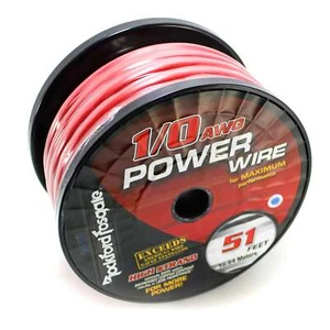 Rockford 1/0 AWG Pure Crystal-OFC Frosted Red/Black Power Ground Wire 25FT Cuts - Picture 1 of 5