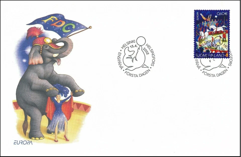 Circus Elephant Horses Clown Europe CEPT Finland Mint FDC 2002 - Image 1 of 1