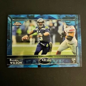 2015 Topps Chrome Blue Wave Refractor #15 Russell Wilson Seattle Seahawks - Picture 1 of 2
