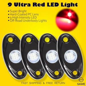 4 x luces LED rojas de roca para Jeep todoterreno camión ATV debajo de la rueda de la carrocería - Imagen 1 de 8