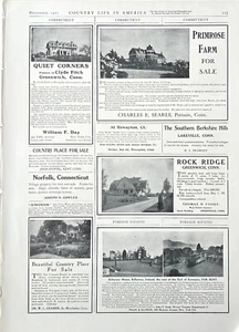 1907 Real Estate Ad Primrose Farm Thompson Rock Ridge Greenwich CT Richmond Hill - Picture 1 of 7