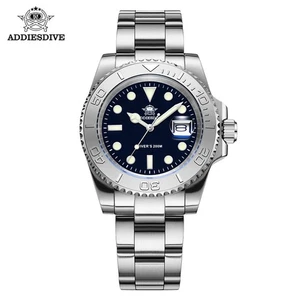 ADDIESDIVE Reloj de Buceo Hombre 200M Impermeable Acero Pulsera Plata Luminosa - Imagen 1 de 9