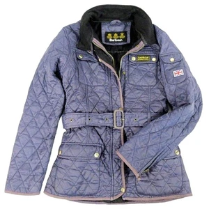 Barbour International Quilted Jacket M Unisex Navy Belted Short Coat F/S - Picture 1 of 18