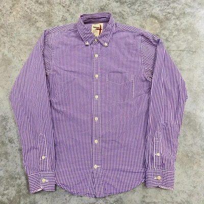 Camisa Relwen Para Hombre Mediana Púrpura Blanca Cuadros Guinga Abotonada Manga Larga Foto 1 de 4