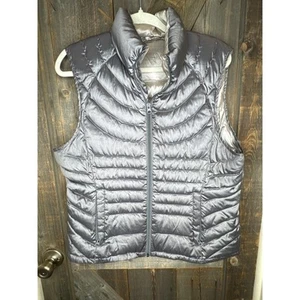 Bernardo Women's Large Gray Shiny Goose Down Vest Full Zip - Picture 1 of 6