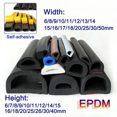 Sello de goma espuma EPDM en forma de D con cinta tira autoadhesiva de goma para clima Foto 1 de 4