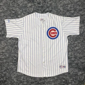 Majestic Chicago Cubs Jersey Mens Size XXL Ed Howard #1 Button Down Pinstripe - Picture 1 of 14