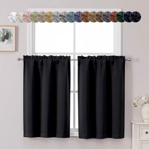 Chyhomenyc Short Black Out Curtains 36 Inch 30W x 36L (Pack of 2),  - Picture 1 of 9