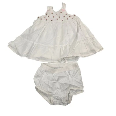 Conjunto de vestido e bloomer de algodão branco Carters 3 meses festa infantil jardim para meninas - Imagem 1 de 4