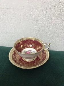 Paragon Cup And Saucer Antique Vintage burgundy &Gold - Picture 1 of 10