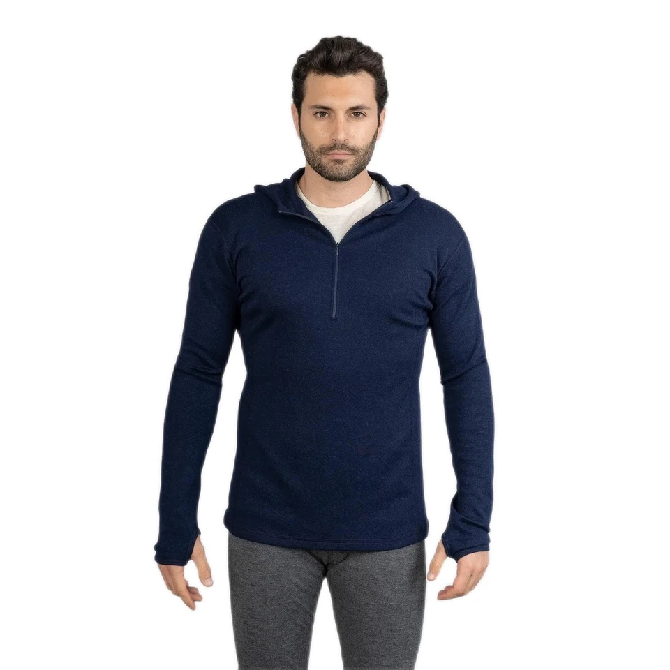 AoA Men's 230 Royal Alpaca Base Layer: (Half Zip Hoodie) Eco Hiking Sweatshir... - Image 1 of 1