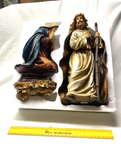 Vintage Boxed Large 3 Pc Birth of Jesus Nativity Set w Mary Joseph & Baby Jesus - Picture 1 of 9