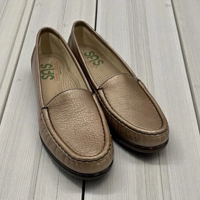 Mocasines sin cordones SAS simples de cobre de cuero perlado trípode cómodos para mujer 6,5 Foto 1 de 4