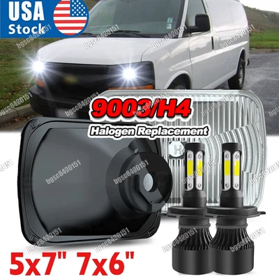 Par de faros LED 7x6 5x7 alto/bajo aptos para camioneta de carga Chevy Express 1500 2500 3500 Foto 1 de 4