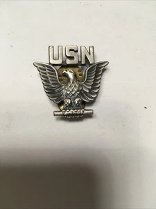 USN Navy Pin Badge 1/20 Silver Filled Insignia Lapel Collectible EUC - Picture 1 of 5