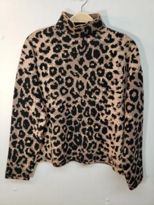 Nicole Miller New York Women Brown Black Pullover Sweater L Long Sleeve  - Image 1 of 4