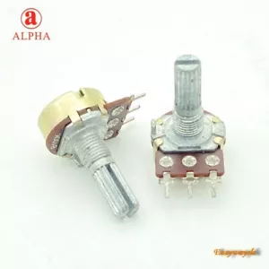 2×16mm mini Alpha B100K Linear Taper Potentiometer 20mm Shaft w. Center Detent - Picture 1 of 5