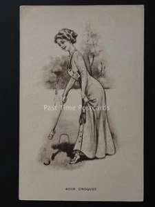 American CROQUET Young Playing Croquet - Old Postcard - 4006 - Picture 1 of 2