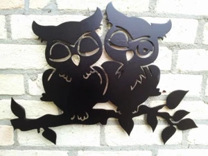 Búhos Búho Pareja Decoración Pared de la Casa Jardín Pájaro de Acero 3mm Hecho a Mano Cuentos de Hadas - Imagen 1 de 5