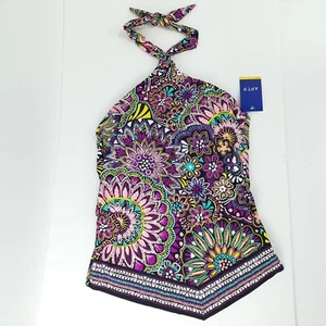 Apt 9 Womens Tankini Top Halter Bathing Suit Size S Scarf Hem Colorful Flowers - Picture 1 of 13