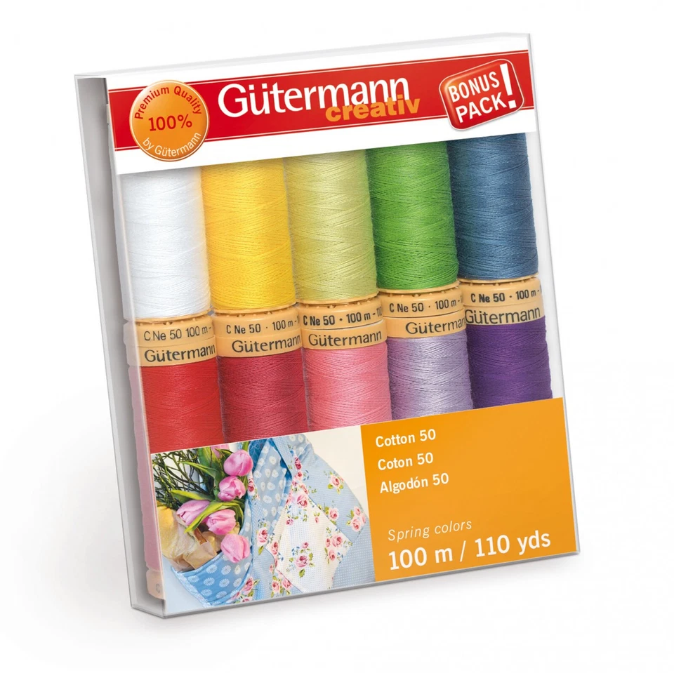 A&E Gutermann Cotton 50 Thread Set 10 Spools Spring - Image 1 of 1