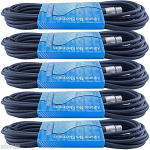 PACK DE 5 CABLES DE EXTENSIÓN DE MICRÓFONO DE AUDIO PROFESIONAL XLR cables de monitor alimentados 15 pies - Imagen 1 de 2