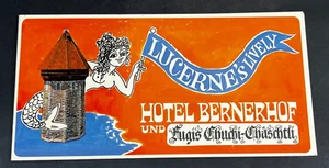 Hotel Bernerhof Lucerne Fugi's Church-Chaschtli MERMAID Advertising Card Vintage - Picture 1 of 5