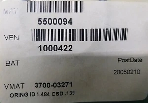 AMAT 3700-03271 ORING ID 1.484 CSD .139 EPDM 70 DURO BLK, NEW - Picture 1 of 2