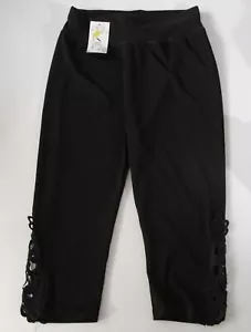 ST Activewear Pantaloni Pull Up Nero Taglia S/M Dettaglio Diecut Elastico Vita 26in - Foto 1 di 3