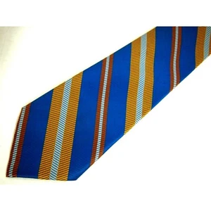 Herren Krawatte Krawatte blau orange gelb gestreift Repp 55" kurz Karriere - Bild 1 von 4