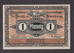 🔴GERMANY 1 Pfennig 1917 UNC POW-WWI Concentration Camp III Armee-Korps CROSSEN - Picture 1 of 2