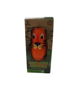 Cozy Zoo Animals Wooden Nesting Doll Set 6 Pieces Ages 3+ Hand Painted Open Box - Picture 1 of 10