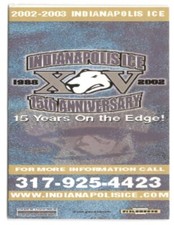2002-03 Indianapolis Ice CHL Hockey Schedule !!! Four Points Sheraton