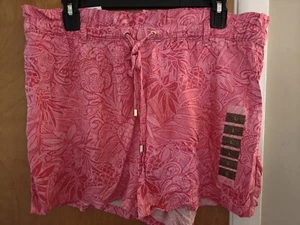 Stella Parker Women’s Tropical Beach Print Pink Pull-On Shorts Size Large NWT - Picture 1 of 6