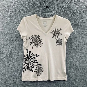 Zenergy Chicos Womens Top 0 Small Tan Embellished Short Sleeve Pullover Shirt - Picture 1 of 10