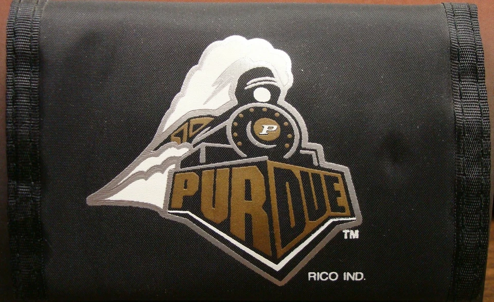 PURDUE BOILERMAKERS OFFICIAL TEAM LOGO NYLON TRIFOLD WALLET NEW RICO INDUSTRIES - Image 1 of 1