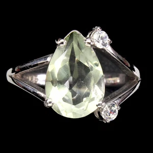 925 Sterling Silver Ring Pear Amethyst 12x8mm Simulated Cz Gemstone Jewelry - Picture 1 of 10