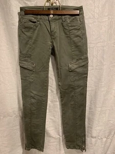 Skinny Leg Jeans White House Black Market Zip-Up Hem Stud Bling Green Size OR - Picture 1 of 18